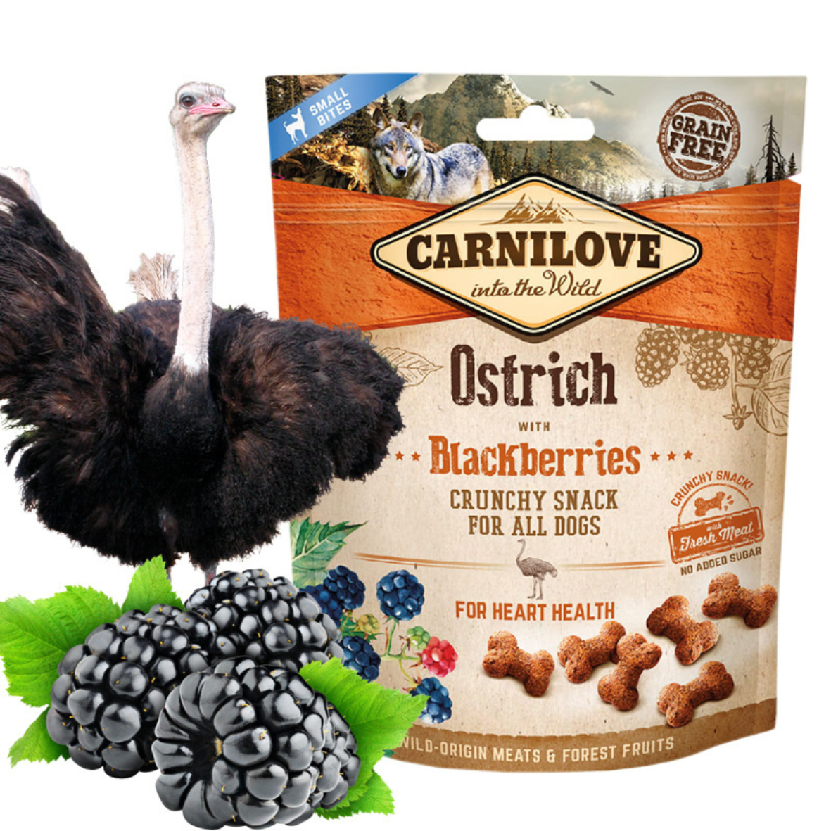 Carnilove Crunchy Snack Struisvogel met Bramen